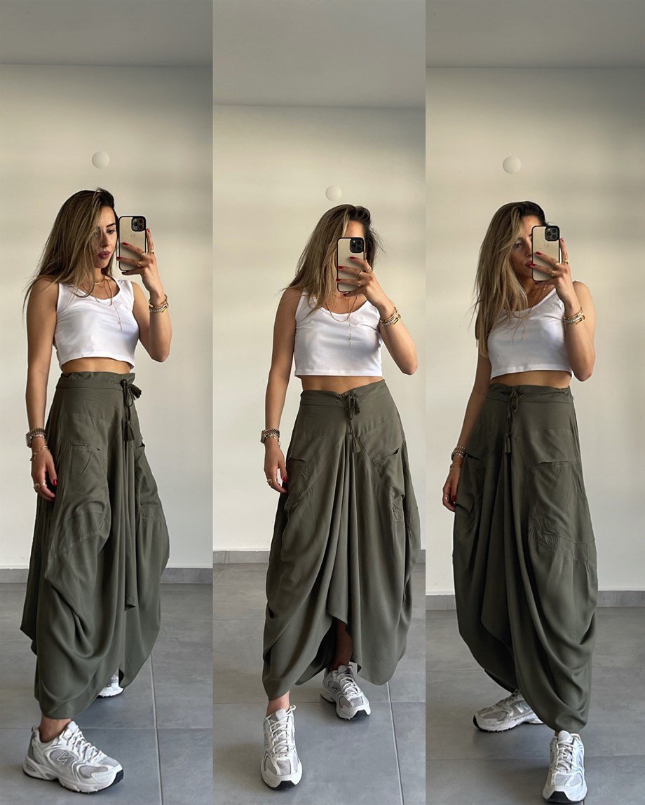 Khaki boho skirt best sale