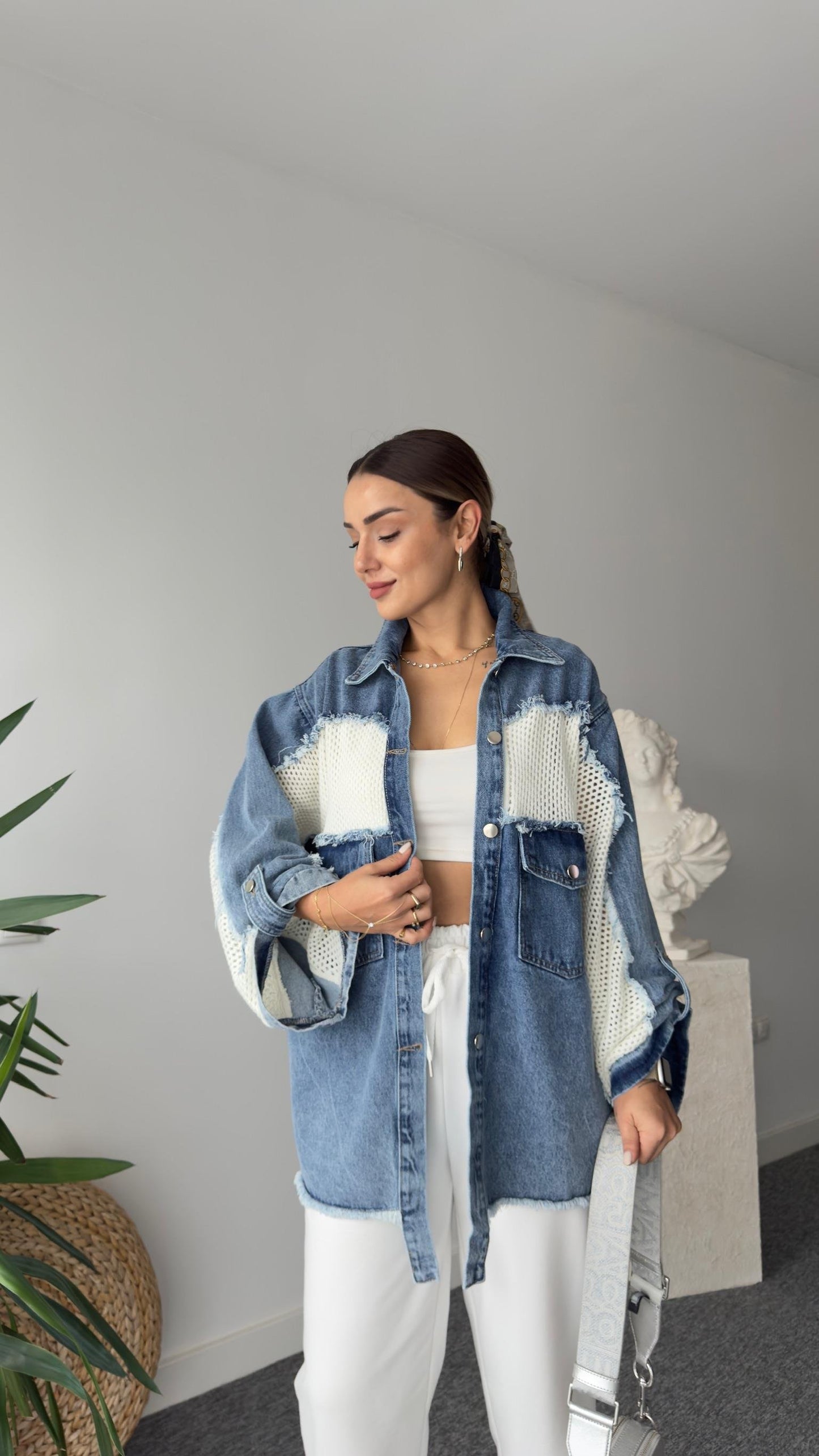 Denim & Crochet Oversized Jacket