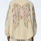 Premium Linen Embroidered Wings Beige Kimono