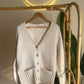 Cream Long Cardigan With Rhinestone Buttons