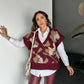 Embroidered Burgundy Multicolored Triko Vest