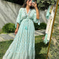 Italian Aqua Embroidered Tasseled Dress With Pockets