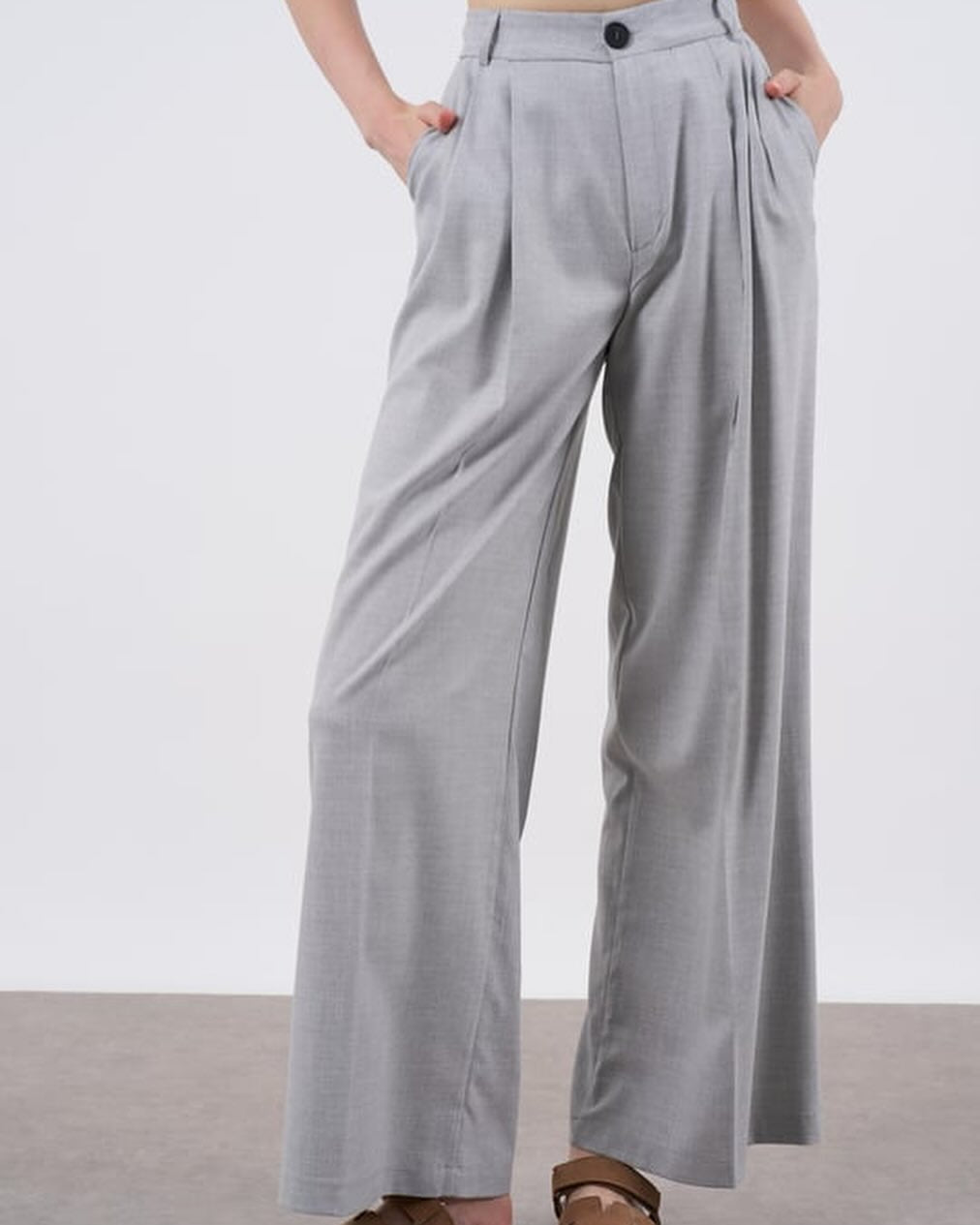 Grey Classic Palazzo Pants