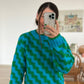 Green X Blue Zigzag Pullover