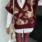 Embroidered Burgundy Multicolored Triko Vest