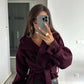 Burgundy Wool Belted Coat