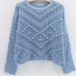 Crochet Pompom Baby Blue Pullover