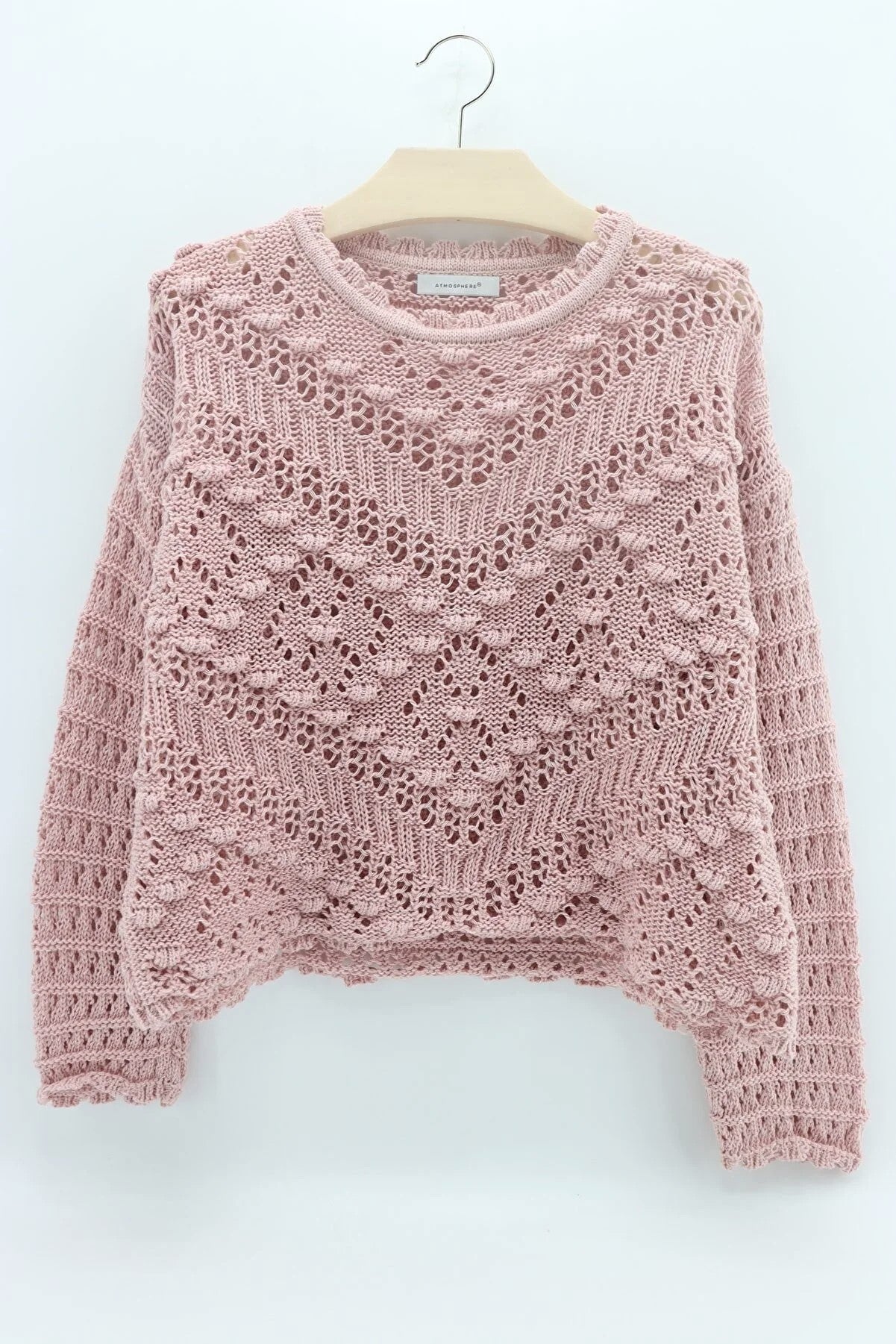 Crochet Pompom Baby Pink Pullover