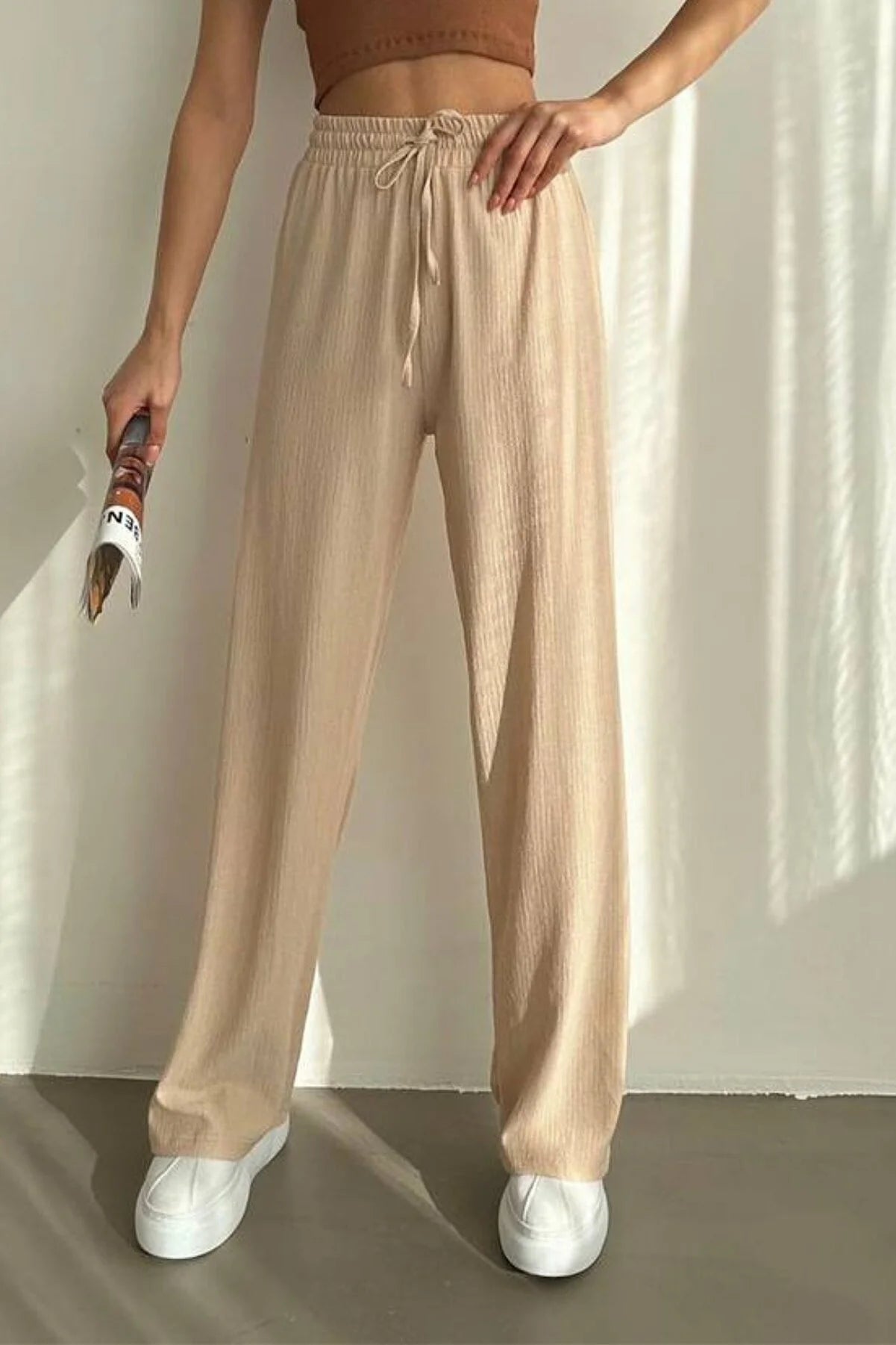 Crinkled Wide Leg Pants