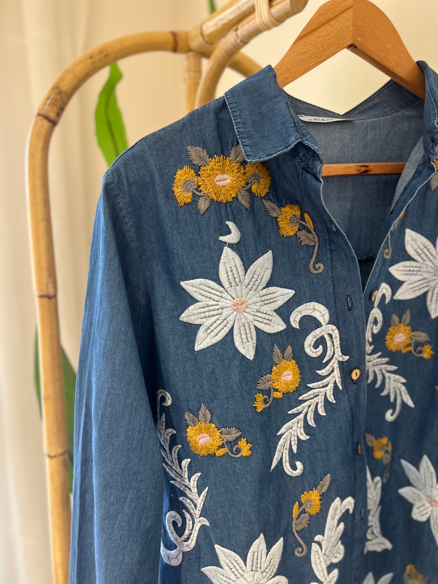 Cotton Jeans Embroidered Shirt