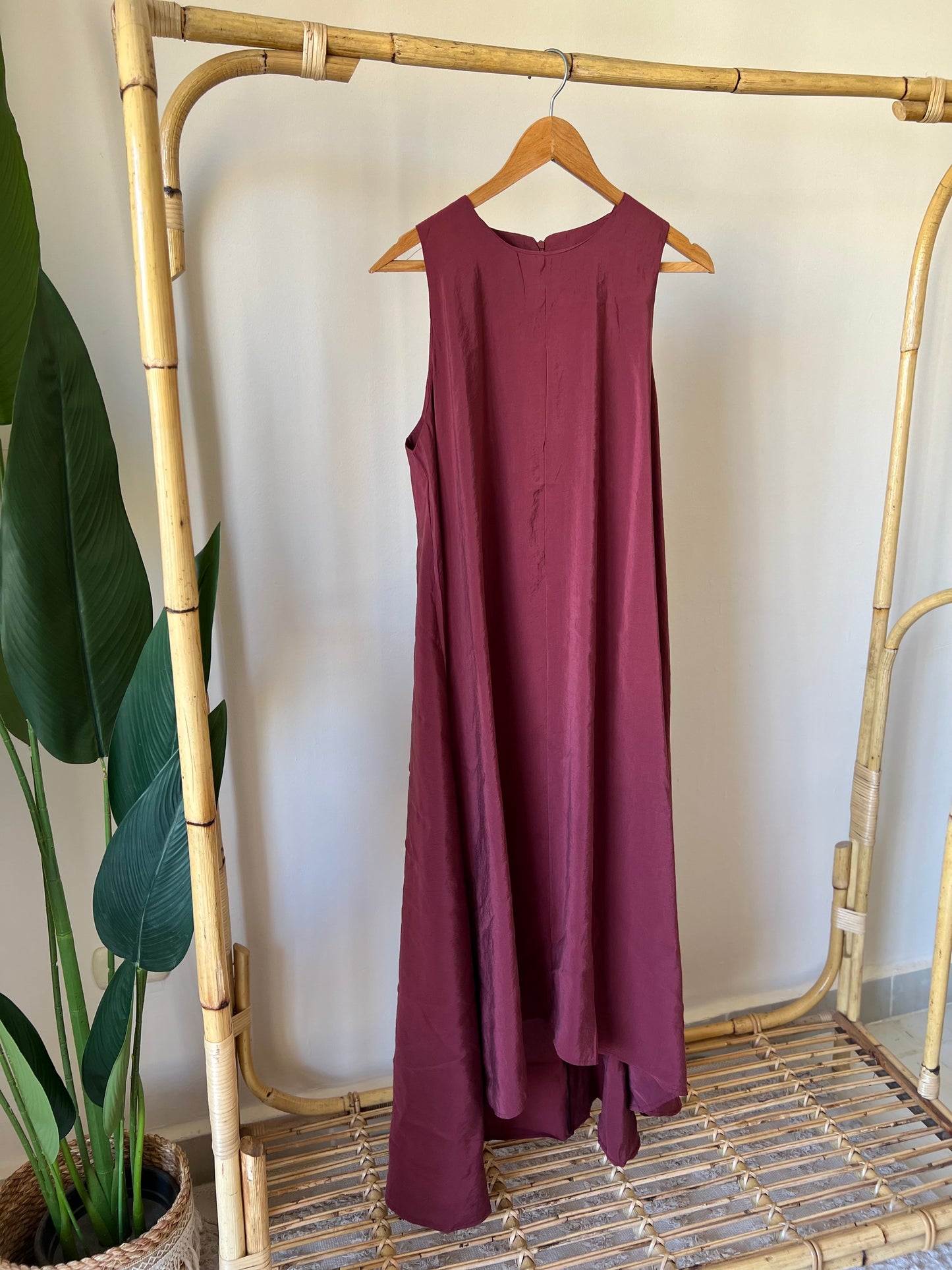 Mahogany High-Low Dress With Pockets