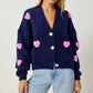 Navy X Pink Hearts Triko Cardigan