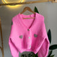 Pink X Cafe Hearts Triko Cardigan