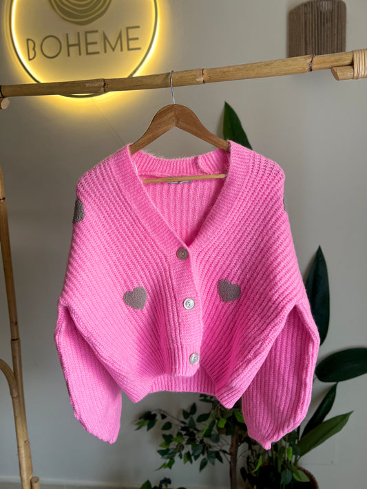 Pink X Cafe Hearts Triko Cardigan