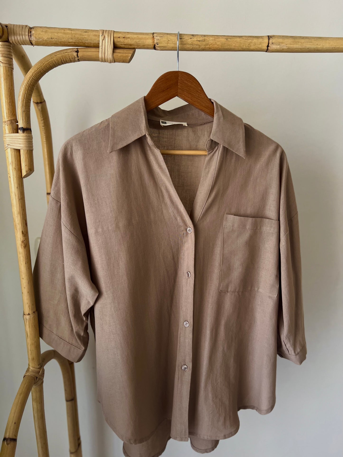 Khaki Linen Oversized Shirt