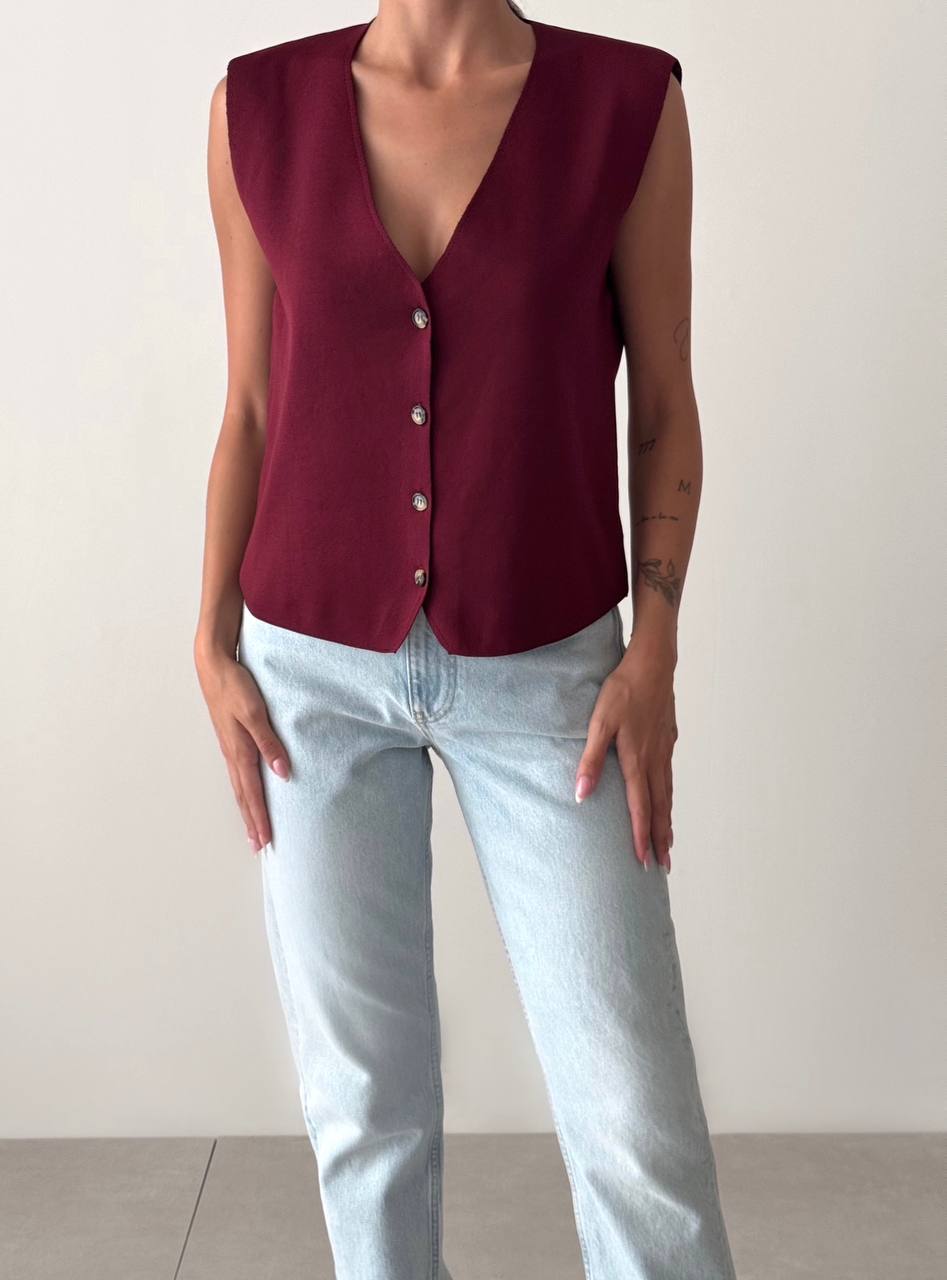 Burgundy Basic Triko Vest