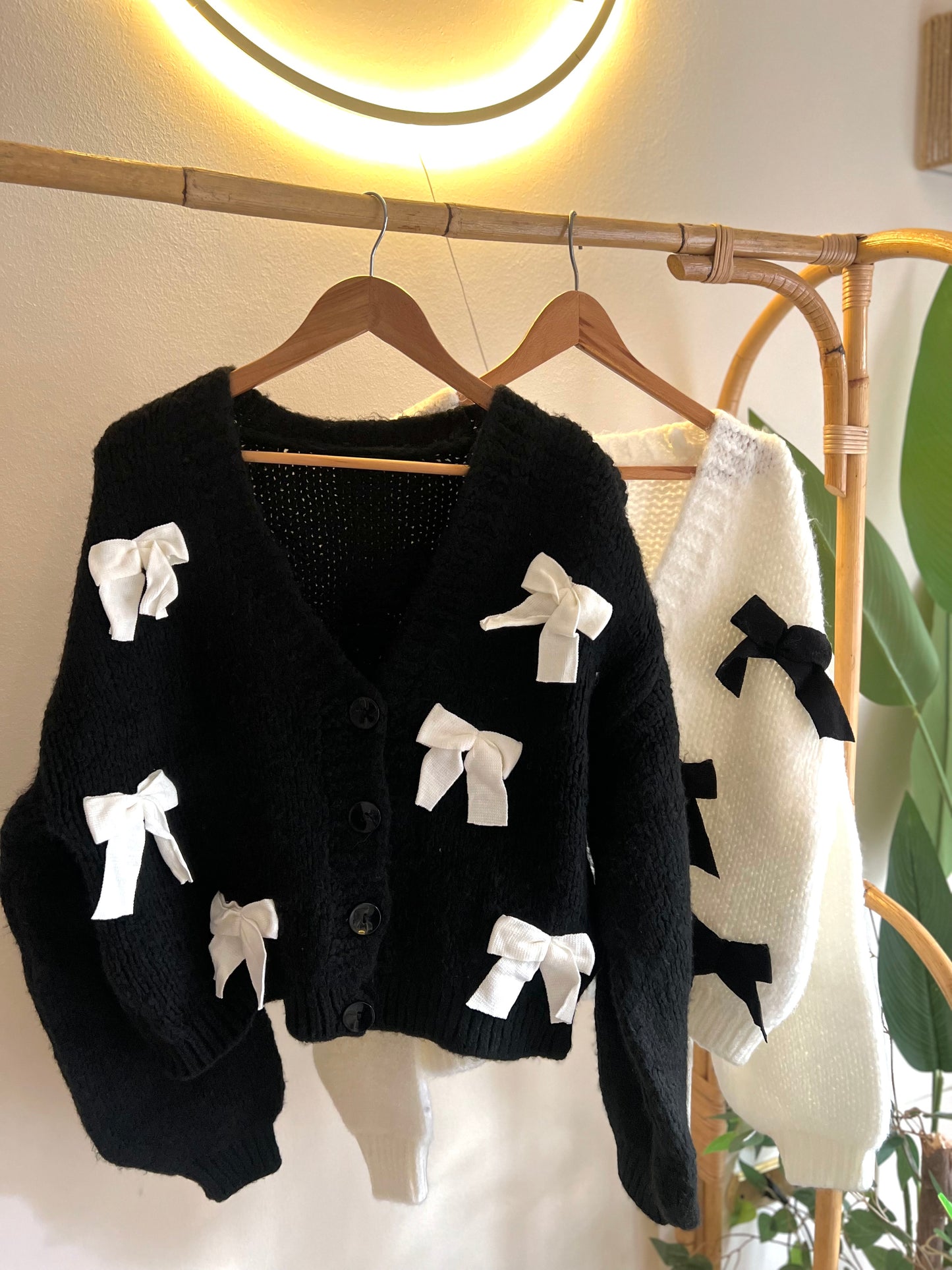 Off White Cardigan With Bow Details