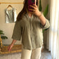 Olive Linen Oversized Shirt