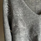 Grey Embroidered V Neck Pullover