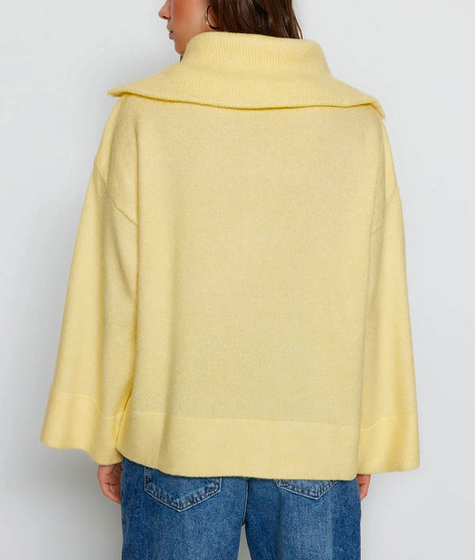 Yellow Half Zip Pullover With Bell Sleeves