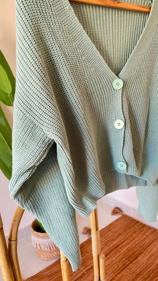 Mint Green Knitted Cardigan