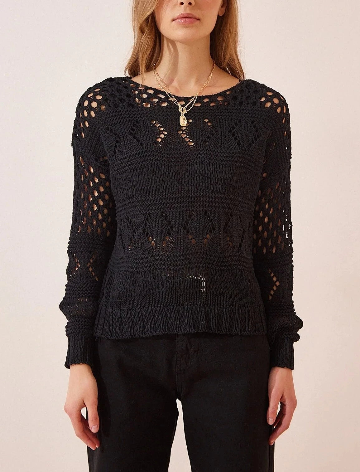 Crochet Black Pullover