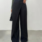 Dark Grey Linen Wrapped Wide Leg Pants