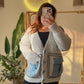 Grey Triko X Denim Cardigan With Pockets