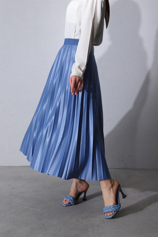 Blue Pleated Skirt