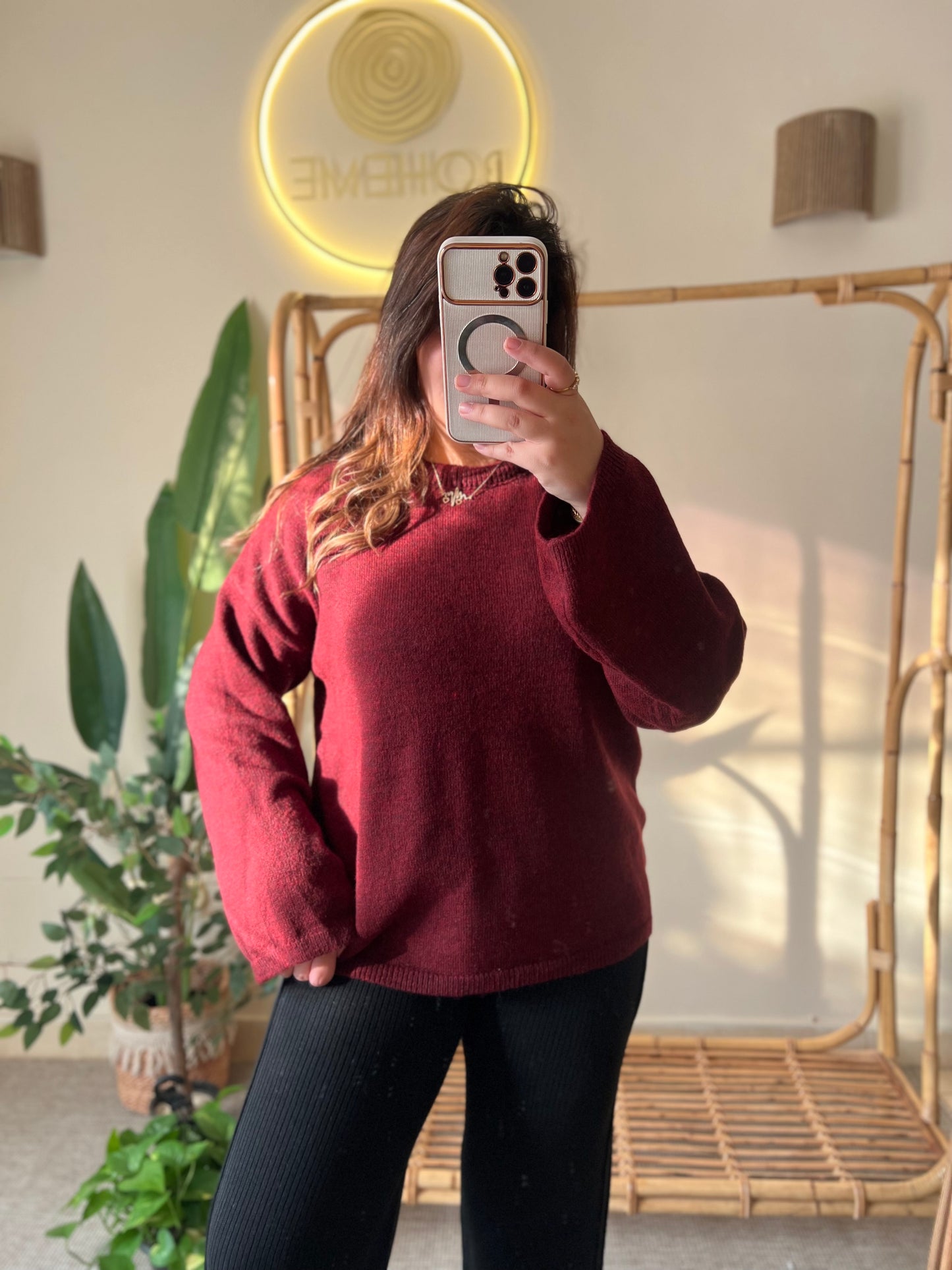 Burgundy Round Neck Pullover