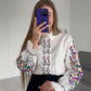 White Floral Embroidered Shirt Blouse