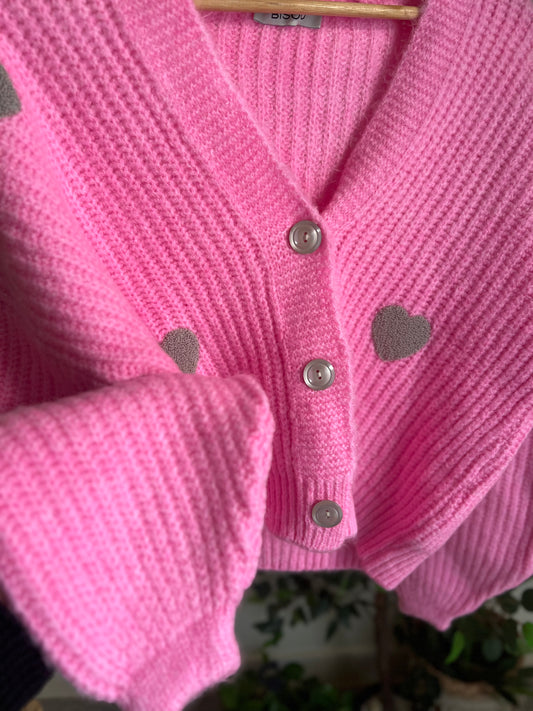 Pink X Cafe Hearts Triko Cardigan