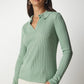 Polo Neck Ribbed Mint Top