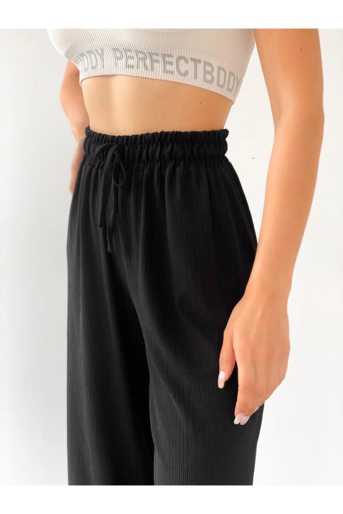 Crinkled Wide Leg Pants