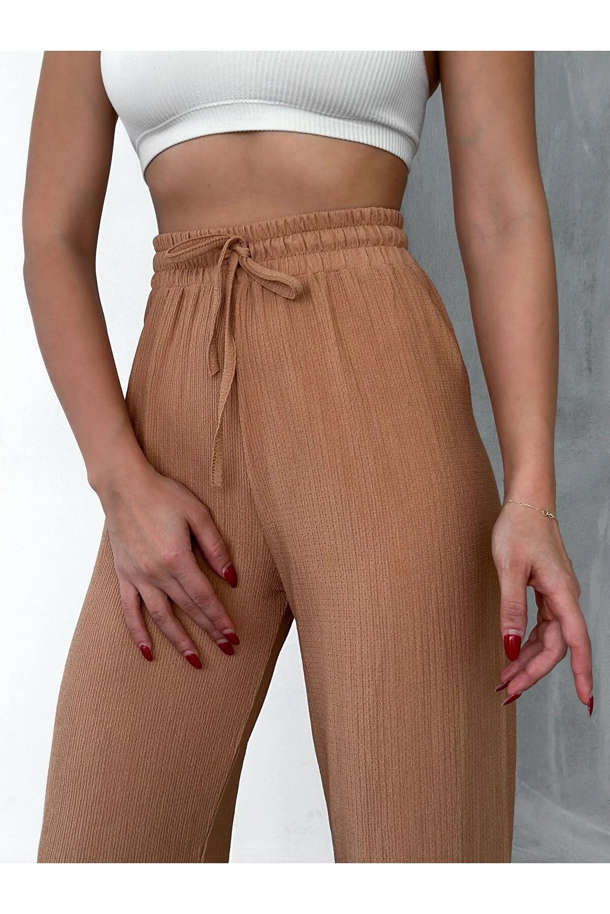 Crinkled Wide Leg Pants