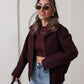 Burgundy Zip Up Wool Jacket