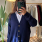 Navy Oversized Cardigan With Golden Buttons