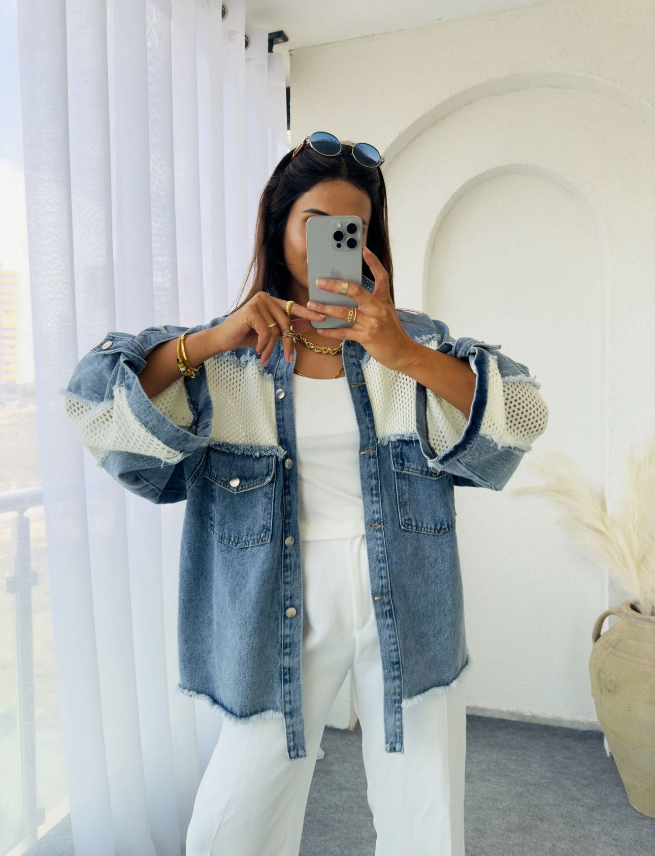 Denim & Crochet Oversized Jacket