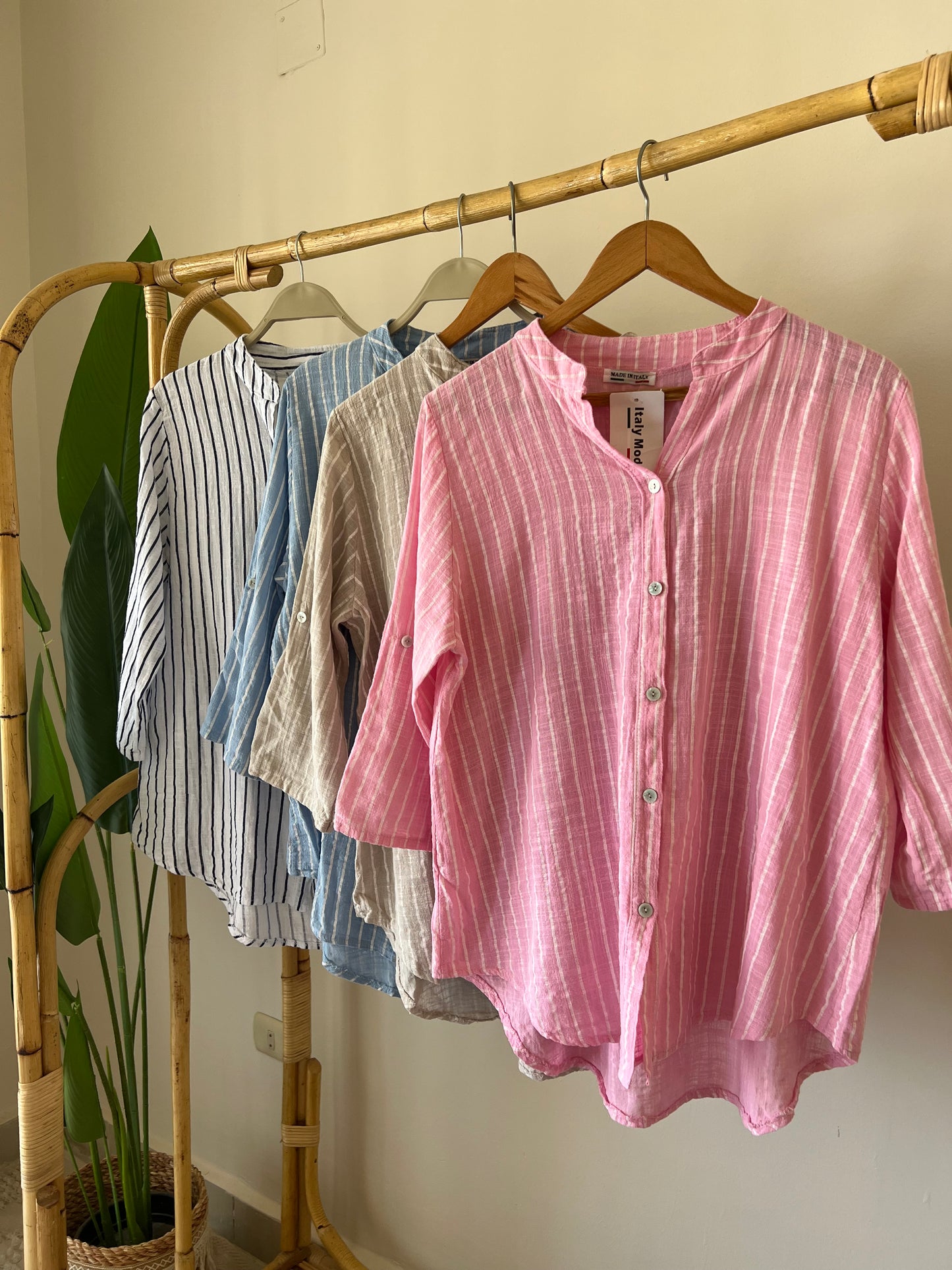 Italian Linen Pink Striped Shirt
