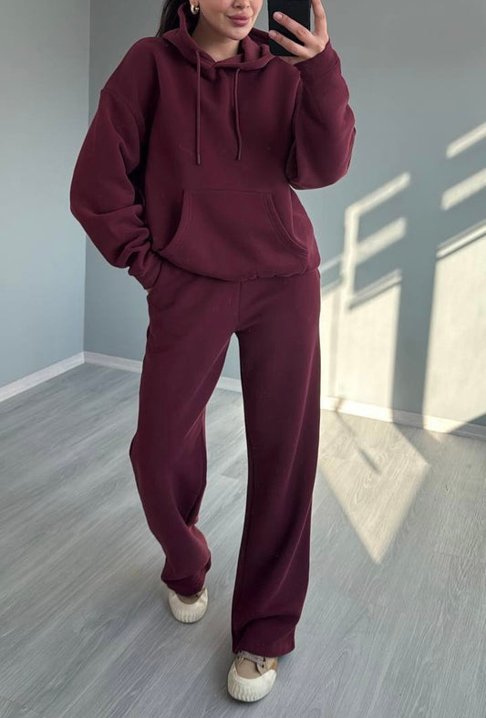 Burgundy Hooded Tracksuit