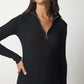 Zip Up Ribbed Black Pullover