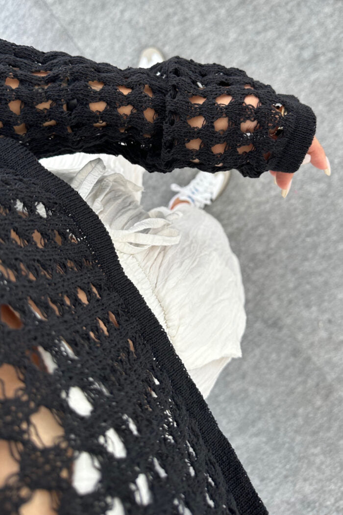 Black Crochet Crop Top