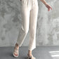 White Muslin Cotton Pants With Fringes