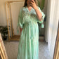 Italian Turquoise Embroidered Dress With Pockets