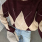 Beige X Burgundy Rhombus Pullover