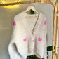 Beige X Pink Hearts Triko Cardigan