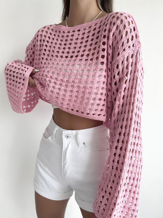 Pink Crochet Crop Top