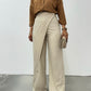 Beige Linen Wrapped Wide Leg Pants