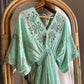 Italian Turquoise Embroidered Dress With Pockets