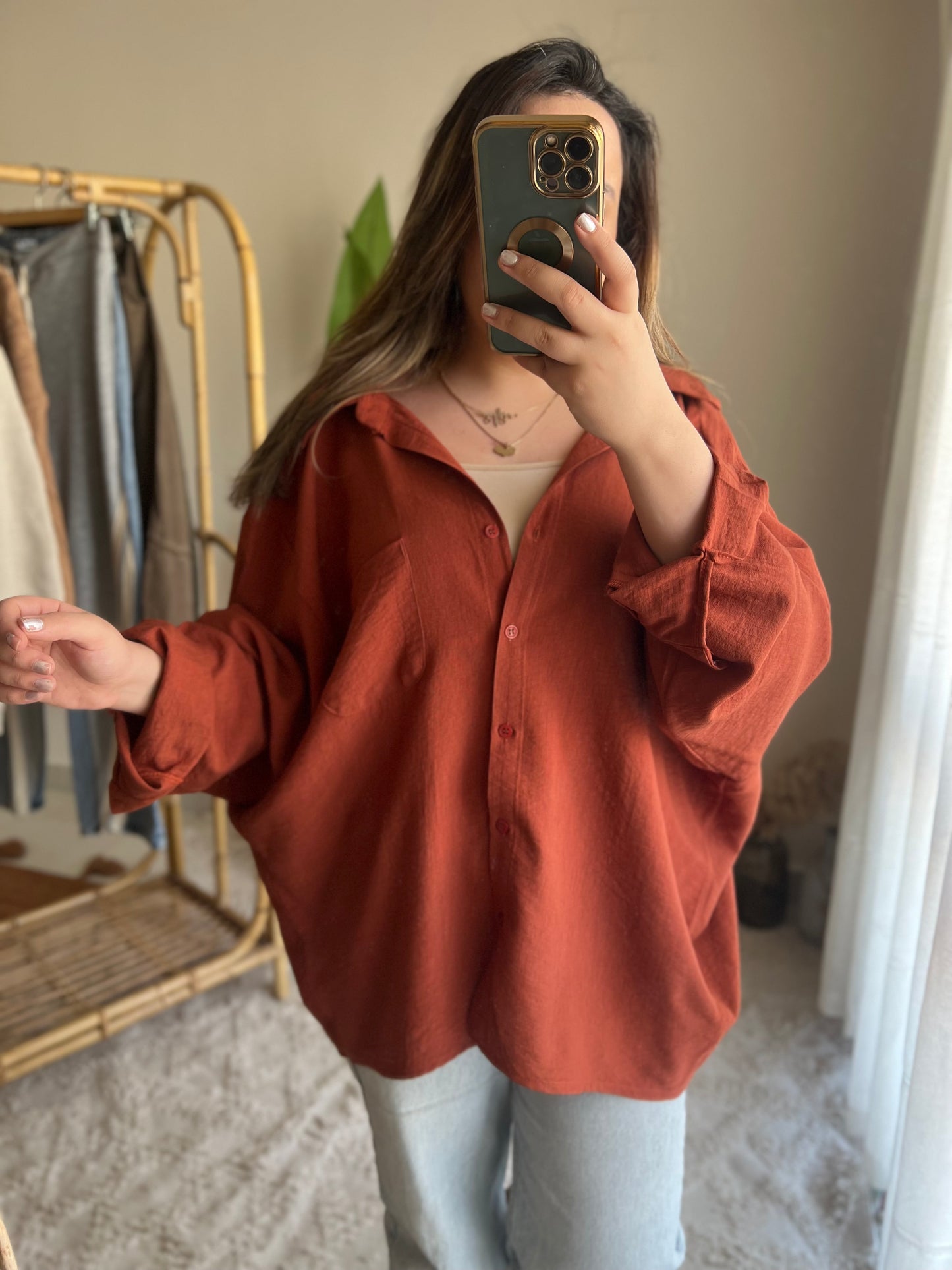 Oversized Rust Brown Shirt